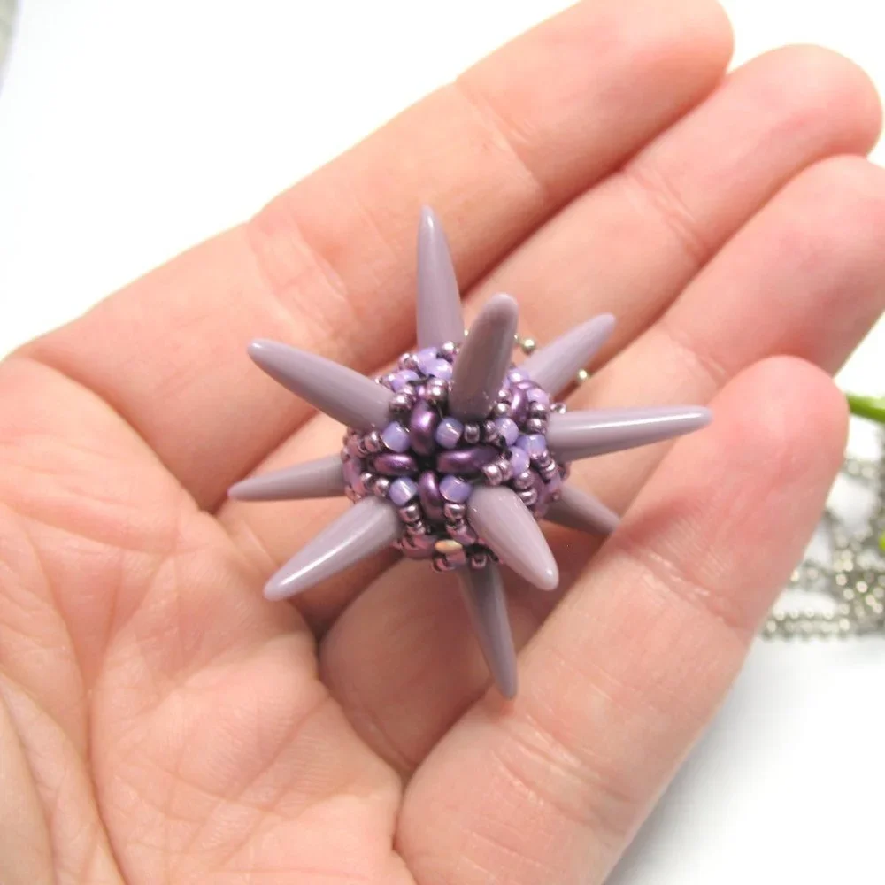 Handwoven Spiked purple ooak pendant